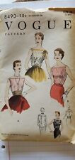 Vintage 1955 Vogue 8493 Blouse and Cummerbund dress size 14 bust 32  picture