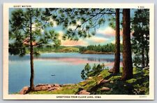 Postcard IA Scenic Greetings From Clear Lake Iowa c1934 Linen picture