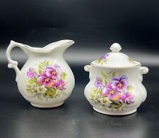 Royal Victorian Purple Floral Creamer and Sugar Set  picture