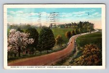 Ashland OH-Ohio, Scene Highway Mount Vernon, Antique, Vintage c1926 Postcard picture