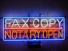 New Fax Copy Notary Open Neon Light Sign 24