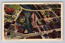 Flint MI-Michigan, Aerial View Of Town, Antique, Vintage Souvenir Postcard picture