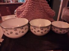 Set of 3-Villeroy & Boch  Blue Leaves Enameled Metal Mixing Bowls picture