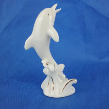 Lenox Dolphin Figurine Beige Gold Accent Wave Design Handcrafted Retired picture
