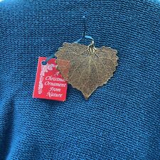 Christmas Ornament Vintage Cottonwood Leaf Preserved 24kt Gold C J Sayles picture