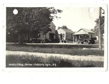 c1940s Filling Station Mobilgas Pump Car Gas Salisbury Heights NH RPPC Postcard picture