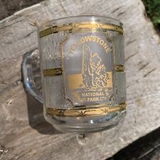 **VINTAGE** Culver 22k Gold Glass Coffee Cup Yellowstone National Park 3 1/2