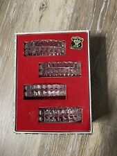 Vintage Golden Crown Crystal Cut Glass Napkin Rings Set Of 4 Western Germany picture