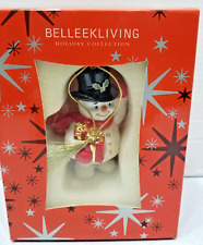 Belleek Living Christmas Ornament- Snowman Carrying Gifts #7307 picture
