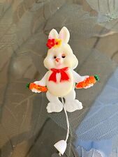 Vintage Plastic White Easter Bunny Pin With Pull String 3” picture