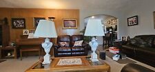 Classy Floral Leviton Vintagage Porcelian Table Lamp - LN - With Shade - Pair  picture