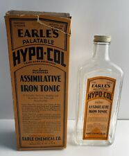 Antique Bottle 1931 Earle’s Palatable Hypo-Col Iron Tonic Large 12 Oz. With Box picture