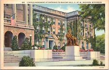 Postcard Univ of Wisconsin - Lincoln Monument Entrance of Bascom Hall - Madison picture
