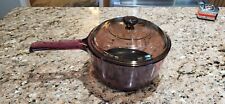 Vintage Cranberry Visions Sauce Pan With Amber Lid  picture