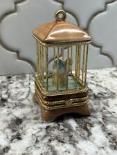 Limoges France Birdcage w Budgerigar Love Bird Parakeet Pair & Gold Trinket Box picture