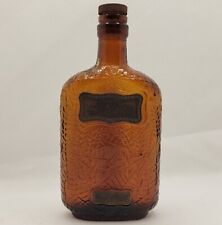 Antique 1900s Spiritus Frumenti Whiskey Bottle Amber Pint Embossed Spider Web picture