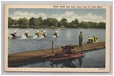Postcard MN Water Bike Race Como Park Lake People Dock View St Paul Minnesota   picture