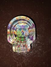 New Rare Collectible Glass Skull Cartoon Pattern Ashtray Length 4