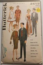 Vintage 1962 Butterick 2519 Ken & Barbie Doll Clothing Sizes 11½ to 12”  picture