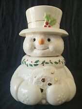 Lenox Happy Holly Days Porcelain Snowman Cookie Jar Christmas Holidays picture