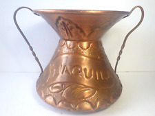 Vintage Copper Pot Twisted Double Handled L'Aquila Italy 7