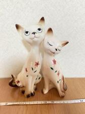 Vintage Cat Figurine Siamese Pair Pottery Japan picture