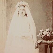 Antique Cabinet Card First Communion Victorian Girl by Mowbray, New York NY picture