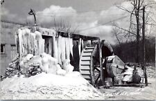 RPPC Wonder Well in Winter, Grose Ile Michigan- 1940's Photo Postcard picture