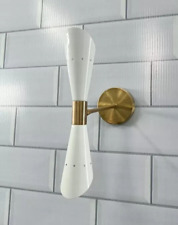 White Cone Shape Brass Wall Sconce Mid Century 1950s Italian Diabolo Wall Sconce picture