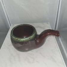 VTG MCM Brown Green Glazed Ceramic Pottery Ashtray Planter Pipe Made In Japan picture