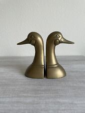 Vintage Solid Brass Duck Head Bookends  picture