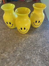 Vintage 90s Yellow Smiley Face Vase picture