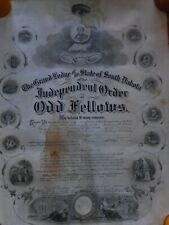 1918 Odd Fellows Document Independent order South Dakota Poster Antique Poor picture