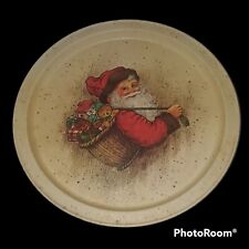Vintage Santa Clause Christmas Cookie Tin Serving Tray 1986 Polpourri Press  picture