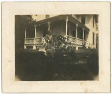 Antique 1907 Large 6.25X5.25 in Cabinet Card Adorable Girl Playing in Front Yard picture