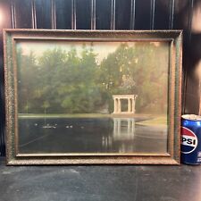 Vtg 30-40’s Frame Greek Column Pagoda On Lake Painted over picture? Photo Art picture