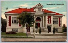 Marion Ohio Carnegie Library Downtown Streetview DB Cancel WOB Postcard picture
