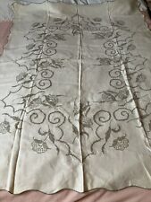 Vintage Linen Embroidery Beige Tablecloth picture