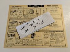 AEA Tune-Up Chart System 1947 Chrysler Six Cyl  Royal Windsor & Town & Country picture