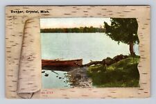 Crystal MI-Michigan, Dunbar, Rowboat on Beach, Antique Vintage Souvenir Postcard picture