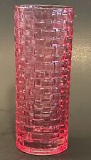 Burton + Burton Basketweave Pattern Bright Pink Thick Glass Vase 7.75