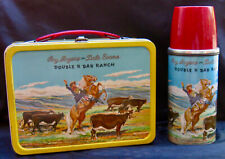Vintage ROY ROGERS Lunchbox & Thermos - TV Cowgirl Cowboy (1955) C-8.5 Awesome picture