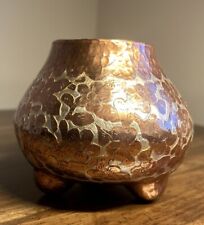 Vintage Hand-Hammered Copper Vase with Gold Overlay - Floral Design picture