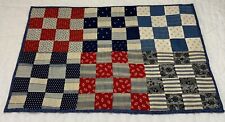 Vintage Antique Patchwork Quilt Large Table Topper, Four Patch, Early Calicos picture