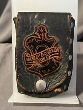 Vintage Harley Davidson Distressed Leather Belt Pouch Cigarette Case. picture