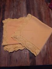 Vintage 15” Mustard Color  Cloth Dinner Napkins Lace Trim Set of 8 picture