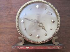 Vintage Luxor Swiss Made 8 Day Mantle Desk Clock Brass Gold Tone Works picture