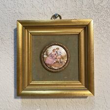 Vintage Courting Couple Cameos Gold Gilt Framed Plaques 1940’s? Salem Collection picture