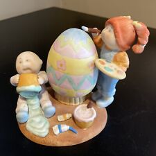 1985 Vintage Cabbage Patch Boy & Girl Painting Easter Egg Figurine picture