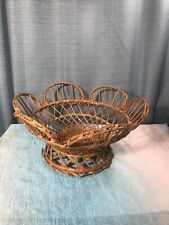 Vintage Weaved Wicker Basket Bowl Fancy Unusual 11